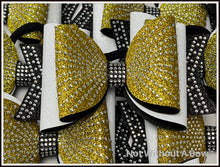 Load image into Gallery viewer, Rhinestone Burst Dolly Glitter Triple Layer Cheer Bow