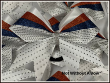 Load image into Gallery viewer, Sticks and Stones Rhinestone Glitter Satin Cheer Bow | Customize Colors

