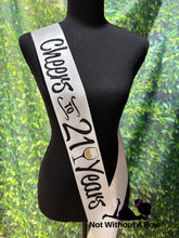 Load image into Gallery viewer, 21st Birthday Sash - Cheers to 21 Years Birthday Sash - Birthday Sash - Personalized Customize Colors & Year
