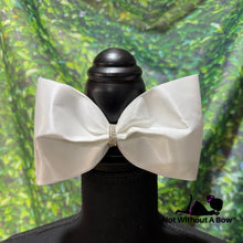 Load image into Gallery viewer, Satin Tailess Cheer Bow 4" XL with Rhinestone Wrap