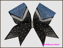 Load image into Gallery viewer, Chevron Loops Delight Rhinestone Cheer Bow - Clear Rhinestones