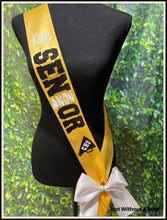 Load image into Gallery viewer, Cheer Megaphone w/ School Cutout Senior Night Sash - Customize Colors