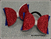 Load image into Gallery viewer, Pigtail Size - Mini Dolly Bow - Glitter Double Layer Cheer Bow - Sold Individually
