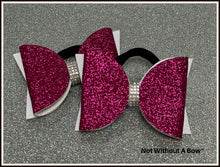 Load image into Gallery viewer, Pigtail Size - Mini Dolly Bow - Glitter Double Layer Cheer Bow - Sold Individually