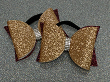Load image into Gallery viewer, Pigtail Size - Mini Dolly Bow - Glitter Double Layer Cheer Bow - Sold Individually