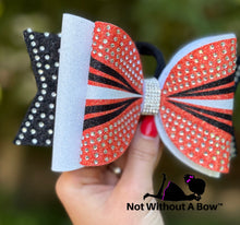 Load image into Gallery viewer, Rhinestone Stripe Dolly Glitter Triple Layer Cheer Bow - Gradient Tail