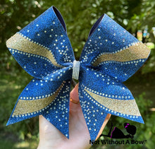 Load image into Gallery viewer, Rhinestone Swoosh Glitter Cheer Bow