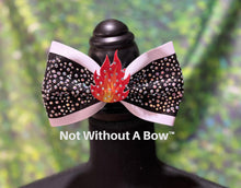 Load image into Gallery viewer, 3D Center Flames Fire Glitter Tailless Cheer Bow | NWAB Exclusive