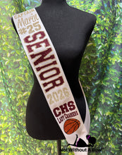 Load image into Gallery viewer, Outline Text Senior Sash - Cheer Dance Basketball Soccer Drill Team Color guard - Wide Sash - Customize Colors