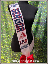 Load image into Gallery viewer, Wide Sash Outline Text - Cheer Megaphone - Soccer - Basketball - Dance - Customize Colors