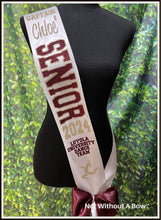 Load image into Gallery viewer, Outline Text Senior Sash - Cheer Dance Basketball Soccer Drill Team Color guard - Wide Sash - Customize Colors
