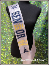Load image into Gallery viewer, Outline Text Senior Sash - Cheer Dance Basketball Soccer Drill Team Color guard - Wide Sash - Customize Colors