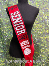 Load image into Gallery viewer, Outline Text Senior Sash - Cheer paw Dance Basketball Soccer Drill Team Color guard - Wide Sash - Customize Colors