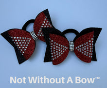 Load image into Gallery viewer, Mini Dolly Rhinestone Pigtail Bow - Glitter Double Layer Cheer Bow - Sold Individually