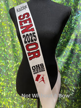 Load image into Gallery viewer, Outline Text Senior Sash - Cheer Cheerleading Dance Basketball Soccer Drill Team Colorguard - Customize Colors