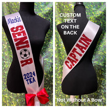 Load image into Gallery viewer, Senior Sash w/ Text On Back - Wide Sash - Customize Colors & Image