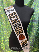 Load image into Gallery viewer, Outline Text Senior Sash - Cheer paw Dance Basketball Soccer Drill Team Color guard - Wide Sash - Customize Colors