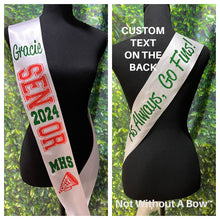 Load image into Gallery viewer, Senior Sash w/ Text On Back - Wide Sash - Customize Colors & Image