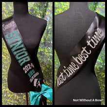 Load image into Gallery viewer, Cheer Senior Sash With Front & Back Text - Wide Sash - Customize Colors