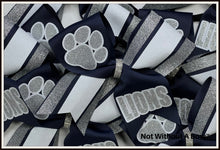 Load image into Gallery viewer, Paw Print Triple Stripe Glitter Personalized Cheer Bow