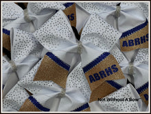 Load image into Gallery viewer, Personalized Intensity Bling Rhinestone Glitter Stripe Cheer Bow | NWAB Exclusive