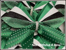 Load image into Gallery viewer, Sticks and Stones Rhinestone Glitter Satin Cheer Bow | Customize Colors
