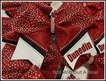 Load image into Gallery viewer, Personalized Intensity Bling Rhinestone Glitter Stripe Cheer Bow | NWAB Exclusive