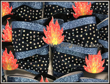 Load image into Gallery viewer, 3D Center Flames Fire Glitter Tailless Cheer Bow | NWAB Exclusive