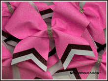 Load image into Gallery viewer, Chevron Tail Glitter Cheer Bow