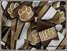 Load image into Gallery viewer, Paw Print Triple Stripe Glitter Personalized Cheer Bow