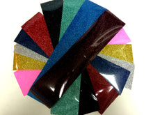 Load image into Gallery viewer, HTV Glitter Strips - Ready To Press - DIY Cheer Bow - 3x14 One Full Bow (sold set of 2)