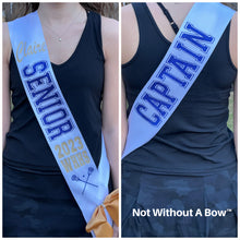 Load image into Gallery viewer, Senior Night Sash With Front & Back Text - Wide Sash - Customize Colors