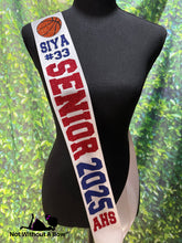 Load image into Gallery viewer, Senior Basketball Sash - Senior Sash - Basketball Sash - Customize Colors
