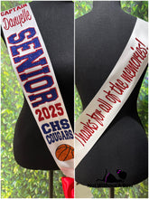 Load image into Gallery viewer, Senior Sash w/ Text On Back - Wide Sash - Customize Colors &amp; Image
