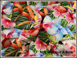 Tropical Hawaiian Luau Cheer Bow - NWAB Exclusive Sublimation Bow