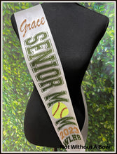Load image into Gallery viewer, Senior Mom Sash -  Wide Sash - Customize Colors &amp; Activity
