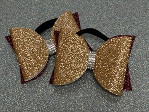 Pigtail Size - Mini Dolly Bow - Glitter Double Layer Cheer Bow - Sold Individually