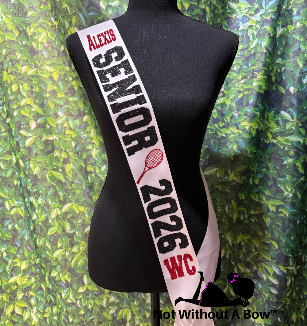 Tennis Senior Night Sash - Customize Colors