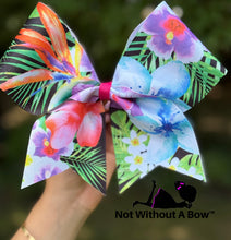 Load image into Gallery viewer, Tropical Hawaiian Luau Cheer Bow - NWAB Exclusive Sublimation Bow
