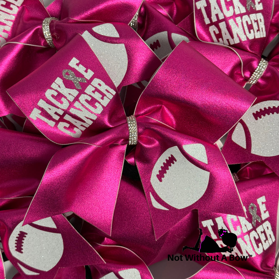 Tackle Cancer Cheer Bow | Pink Awareness Cheer Bow