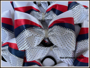 Over The Top 4" Rhinestone Sublimation on Satin Tailless Cheer Bow | Customize Colors