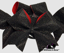 Load image into Gallery viewer, Black Rhinestone Glitter Cheer Bow
