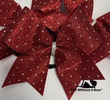 Load image into Gallery viewer, Lightly Scattered Rhinestone Glitter Cheer Bow - Clear or AB Crystal
