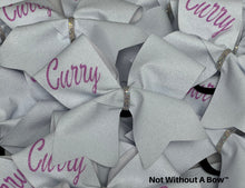 Load image into Gallery viewer, Personalized Solid Glitter Cheer Bow
