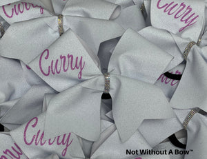 Personalized Solid Glitter Cheer Bow