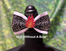 Load image into Gallery viewer, 3D Center Flames Fire Glitter Tailless Cheer Bow | NWAB Exclusive
