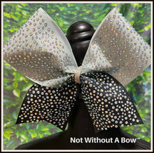 Load image into Gallery viewer, Ombre Glitter Sublimation Cheer Bow | With Dual Size AB Rhinestones | Silver Black
