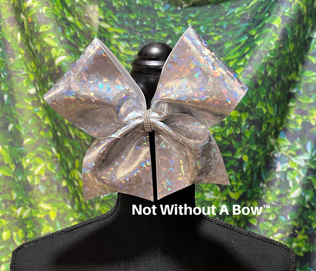 Silver Shattered Glass Cheer Bow