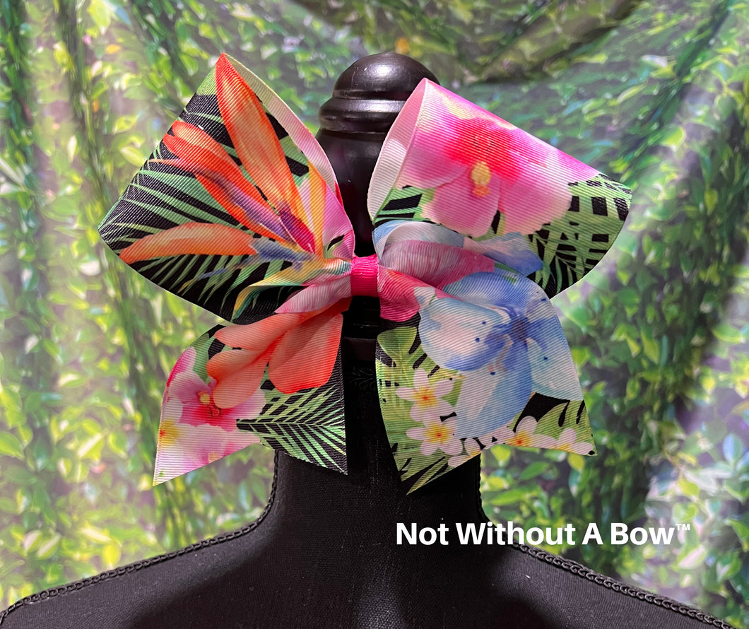 Tropical Hawaiian Luau Cheer Bow - NWAB Exclusive Sublimation Bow