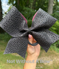 Load image into Gallery viewer, Black Rhinestone Glitter Cheer Bow
